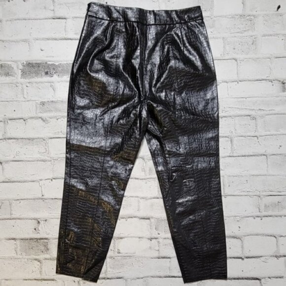 ZARA Faux Crocodile Leather Pants NWOT - Picture 4 of 8